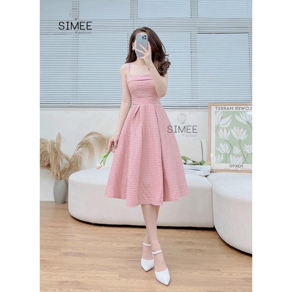 TTL đầm trắng 2 dây xòe dự tiệc xếp ly ngực xốp có mút thiết kế cao cấp