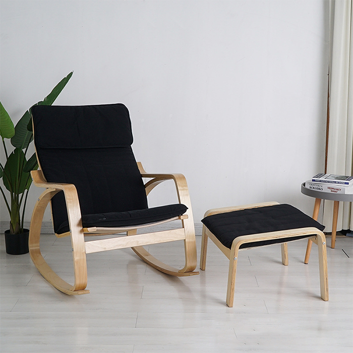 Ghế Sofa thư giãn hiện đại kèm đôn để chân đa năng - Ghế Thư giãn Bọc Vải Gỗ Cao Cấp Sang trọng GHR010 Giao màu ngẫu nhiên