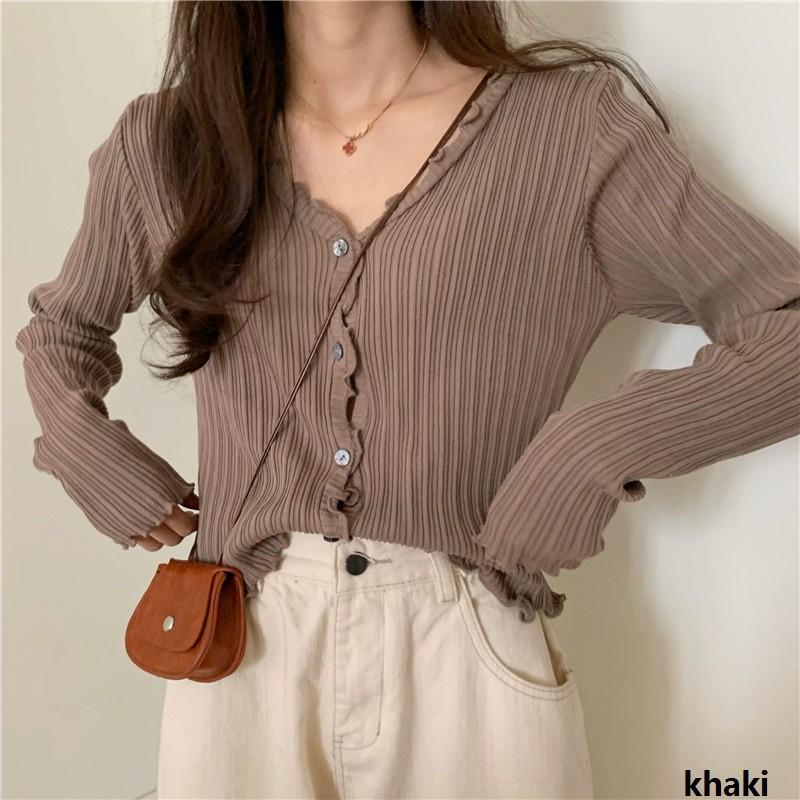 Áo cardigan dệt kim mỏng ôm dáng chống nắng thời trang cho nữ