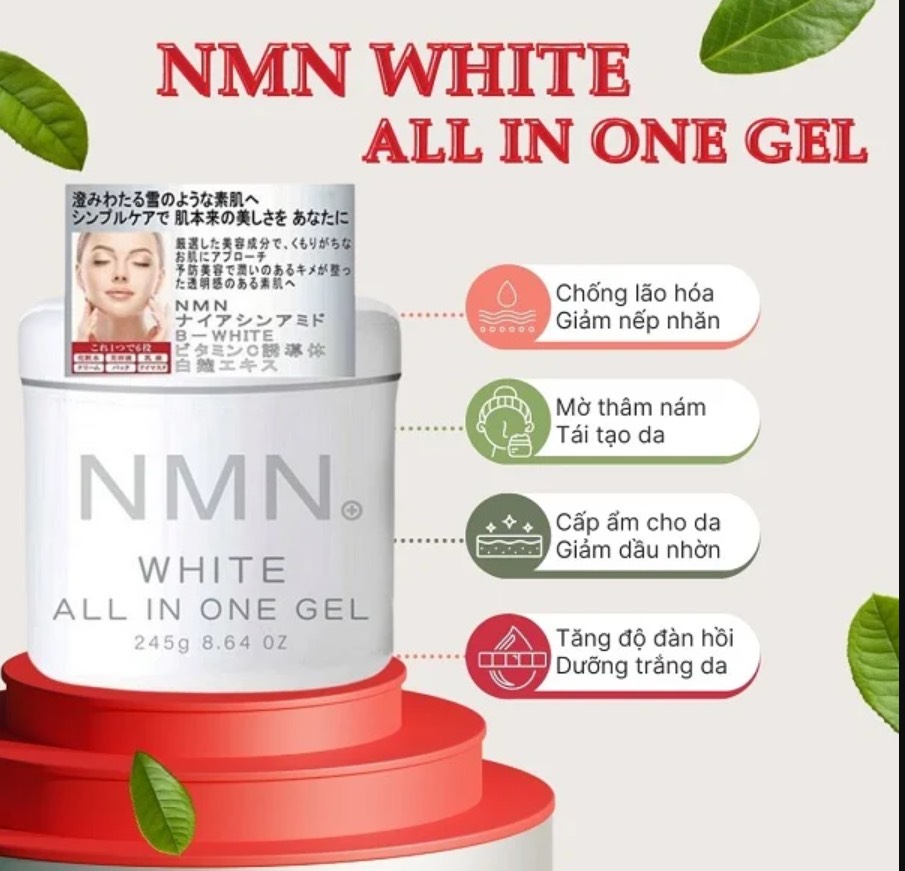 Kem Dưỡng Nmn White All In One Gel 245g Nhật Bản, Gel Dưỡng Nmn Giúp Da Căng Mịn Phục Hồi Da