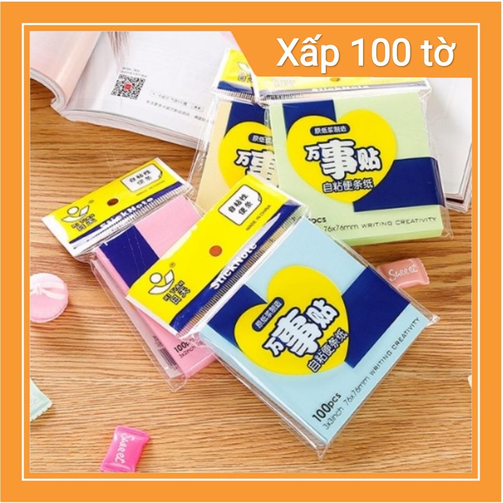 Giấy ghi chú 100 tờ giấy nhớ sticky note 3 kích thước loại tốt