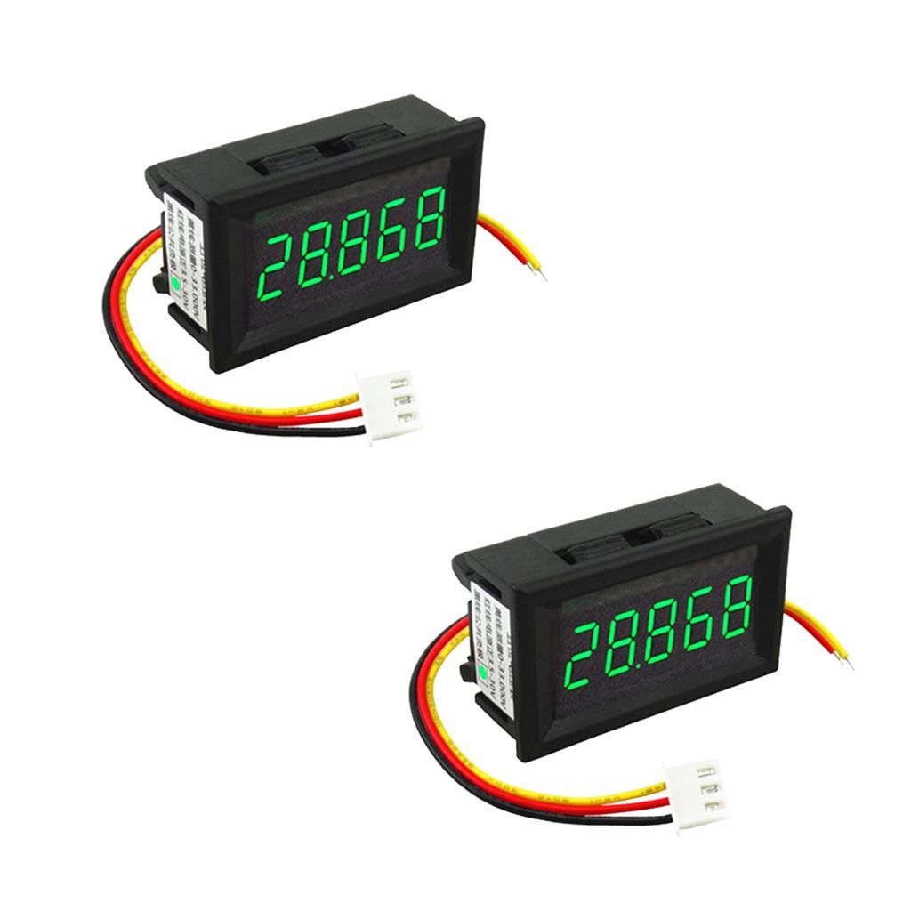 2PCS - DC 3.5-30V 3 Wire LED Digital Display Voltmeter Volt Meter Panel Green Words