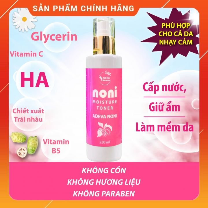 Toner - Nước Cân Bằng Da ADEVA Noni - Xịt khoáng từ trái nhàu hỗ trợ cấp nước, giữ ẩm, làm mềm da, săn chắc làn da bạn. Không cồn, không hương liệu, không paraben