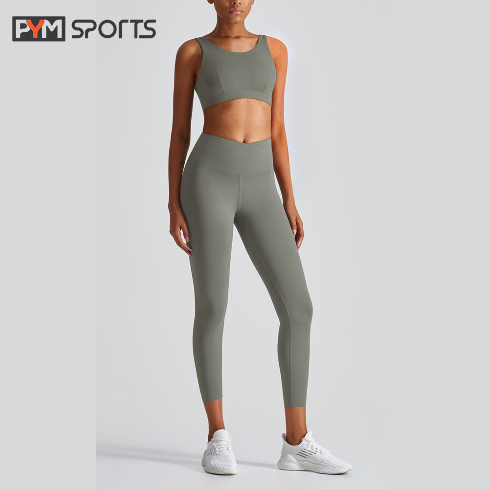 Quần legging chéo cạp không viền gấu PYMSPORTS - PYML031 Tập Gym, tập Yoga Nữ Thể Thao Co Giãn 4 Chiều