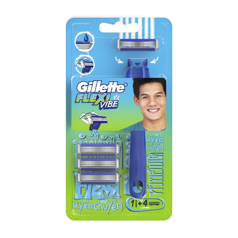 Dao Cạo Râu GILLETTE Flexi Vibe Hộp 1 Cán Dao Và 4 Lưỡi