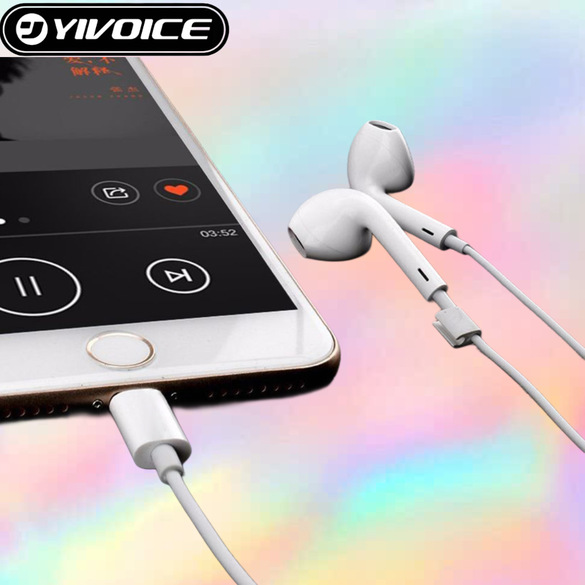 Tai nghe dây Yivoice P20 Mix chân cắm Light-ning dùng nghe nhạc và đàm thoại cho các dòng điện thoại i-phone- Hàng chính hãng