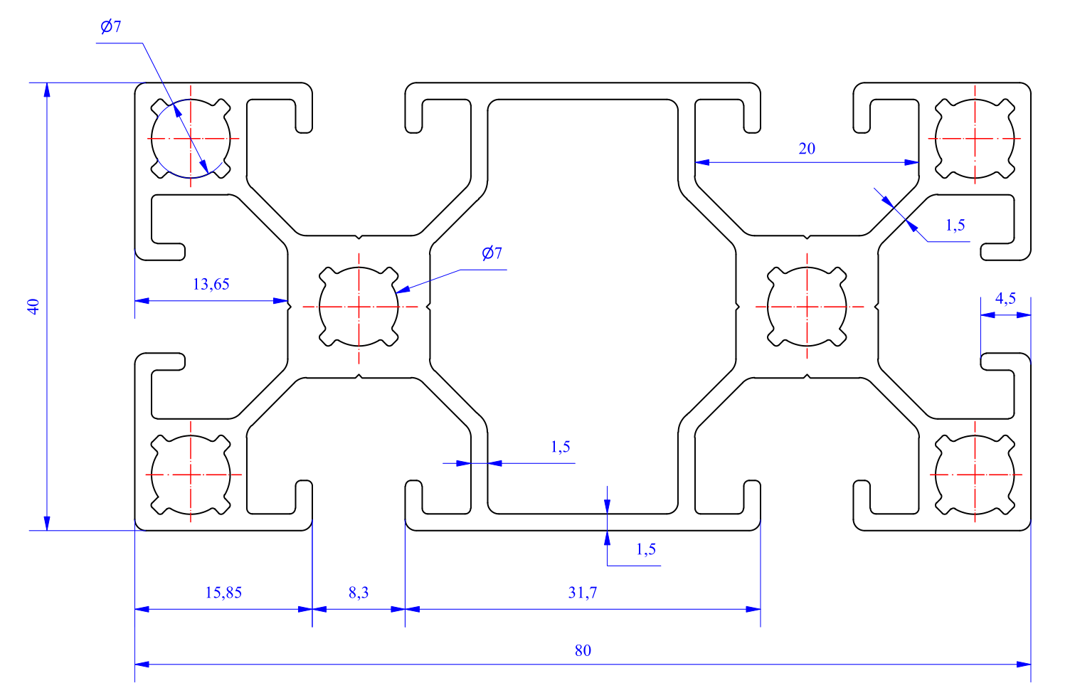 Nhôm định hình 40x80 - Miễn phí cắt theo kích thước yêu cầu