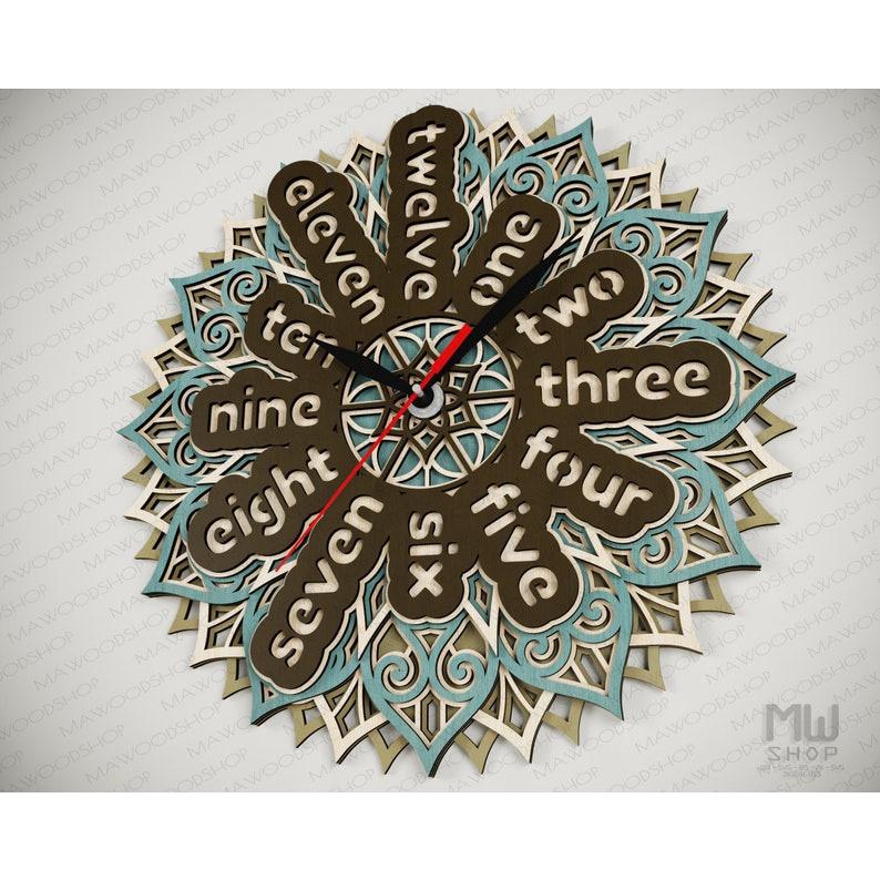 Đồng hồ trang trí kiểu mandala mẫu 08