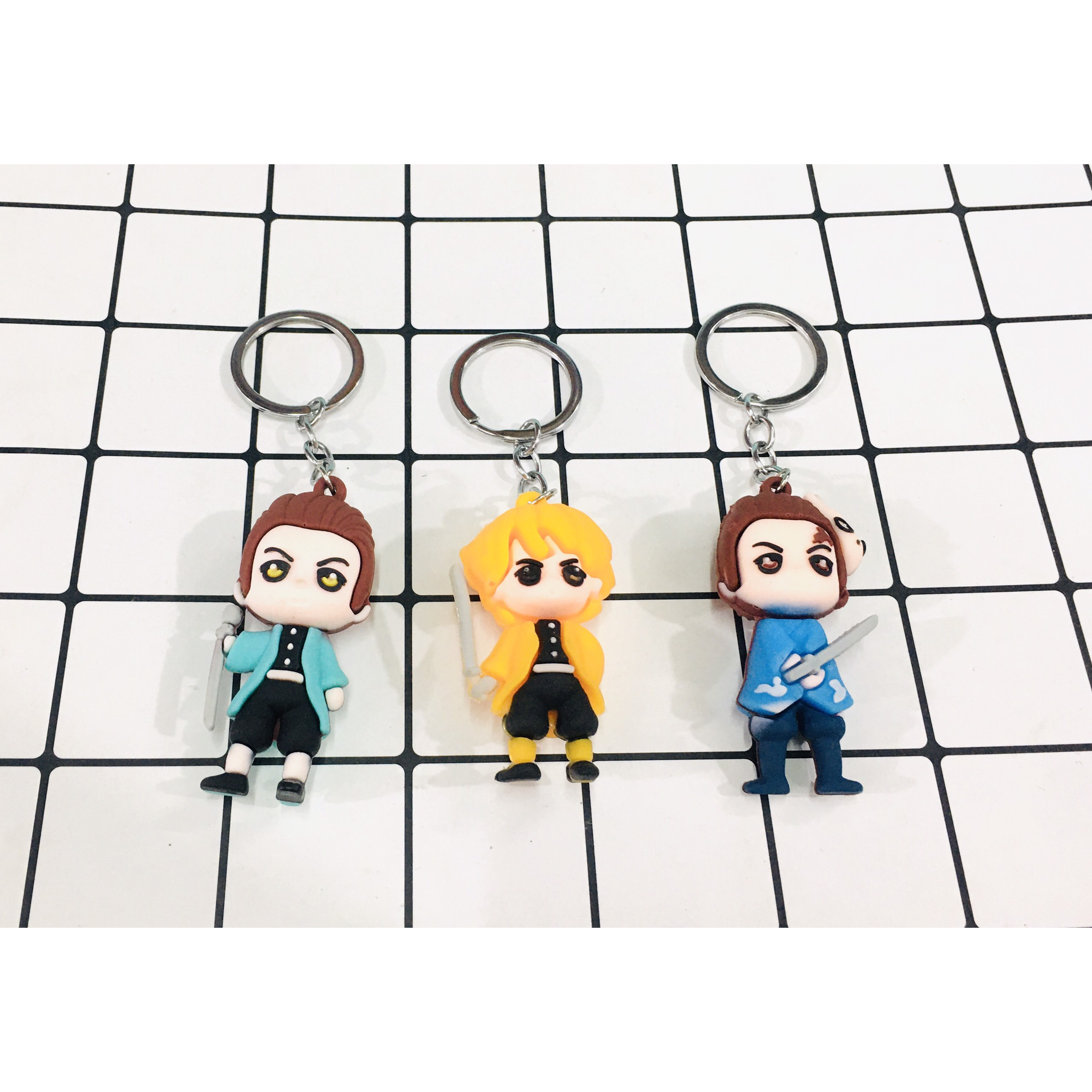 Set 3 móc khóa tượng Thanh gươm diệt quỷ Kimetsu No Yaiba