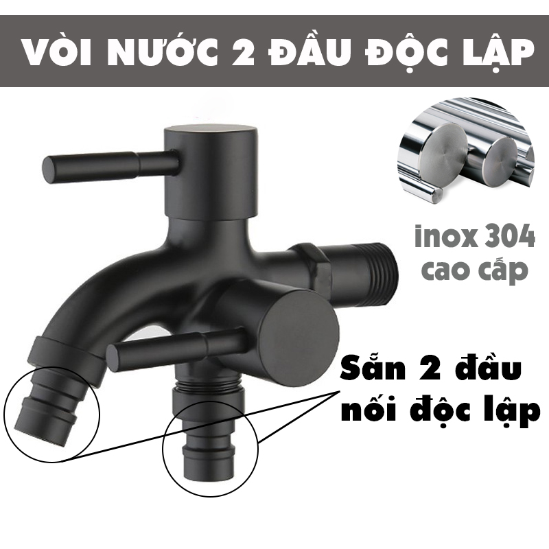 Vòi nước 2 đầu ra, vòi củ sen tắm, vòi nước đôi đúc đồng gắn ống nước, vòi xịt nhà tắm, sân vườn Legaxi