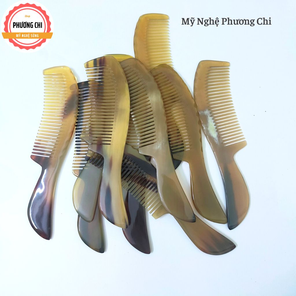 Lược sừng chuôi khía trắng nưa dài 17cm, lược chải tóc gỡ rối massage đầu | Mỹ Nghệ Phương Chi