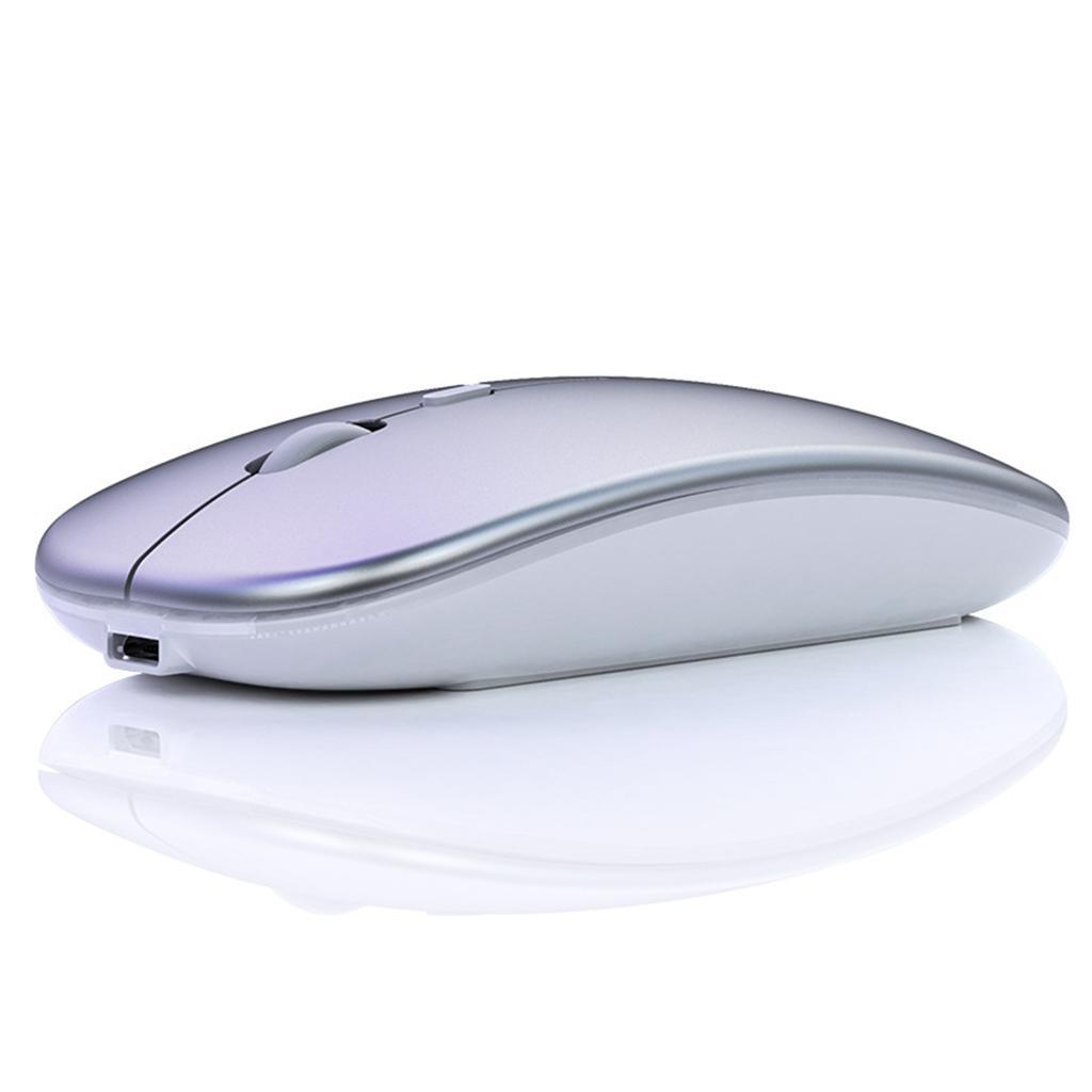 LED Silent Mute Wireless Mouse Optical Mice with Receiver - Gray