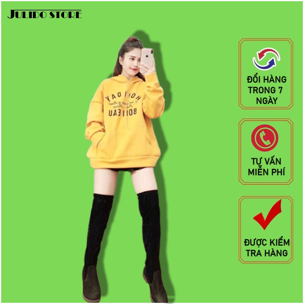 Áo Hoodie Nữ Julido, áo khoác nữ thu đông form rộng mẫu HĐ09