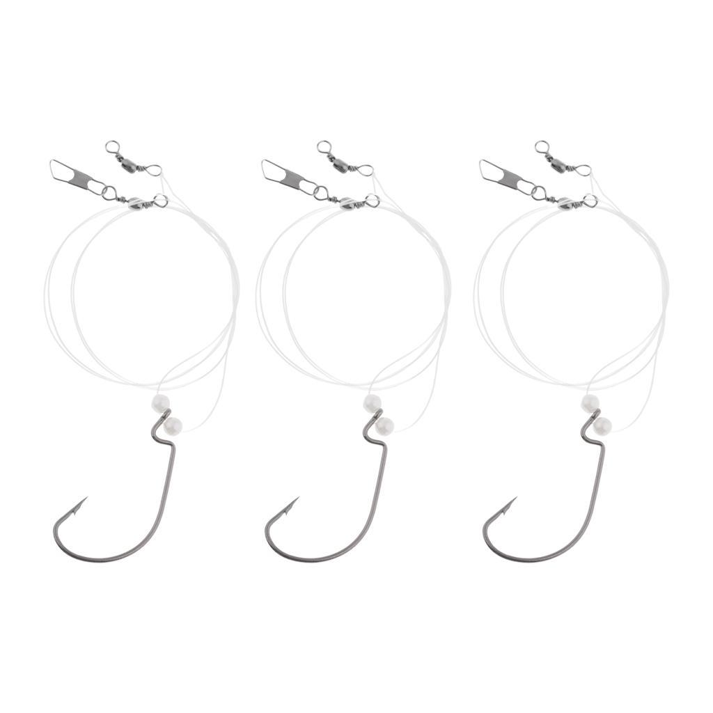 3pcs High Strength Nylon Fishing Wire Leader with Jig Hook Swivel Snap Bead