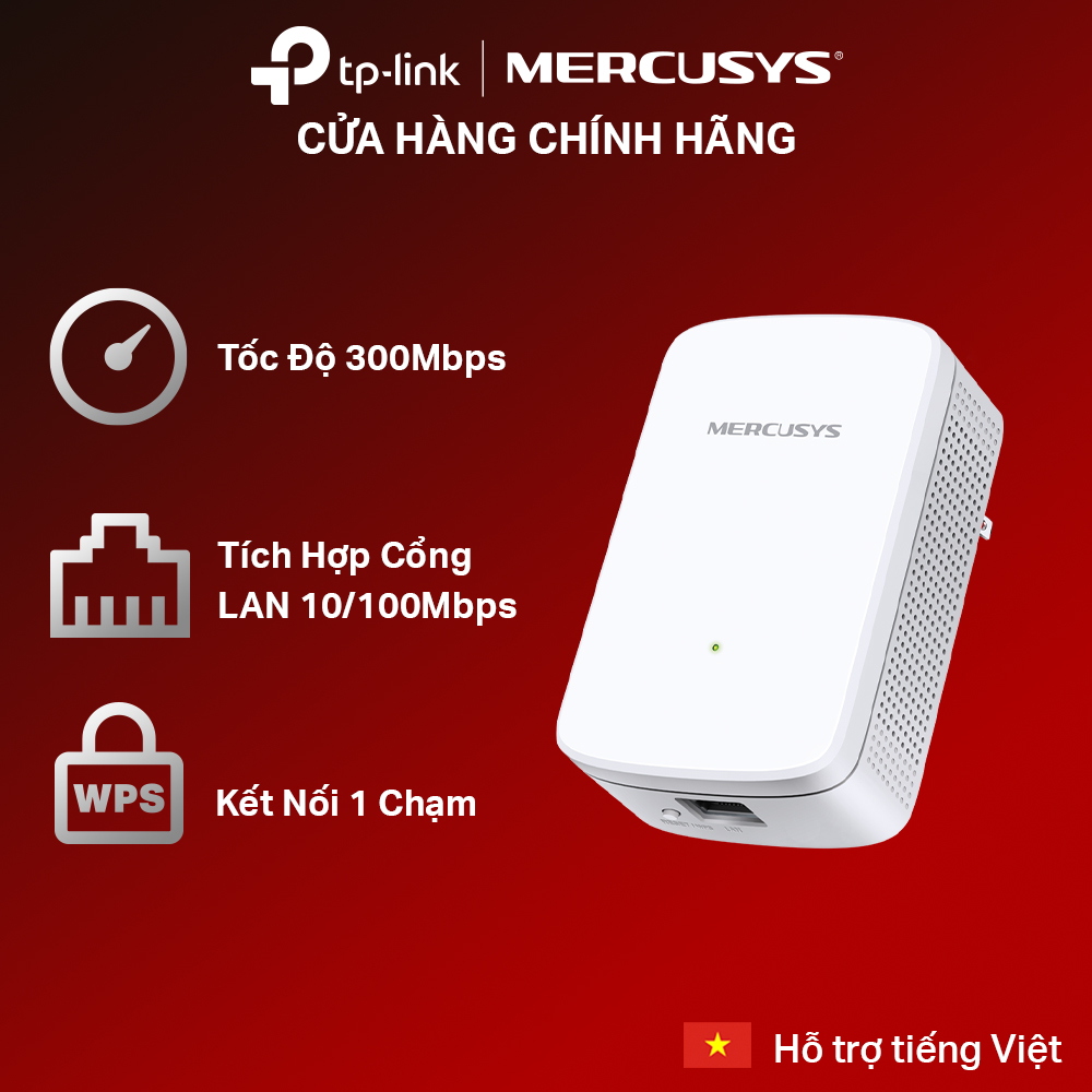 Bộ Kích Sóng Wifi Repeater Mercusys ME10 Chuẩn N Tốc Độ 300Mbps - Hàng Chính Hãng