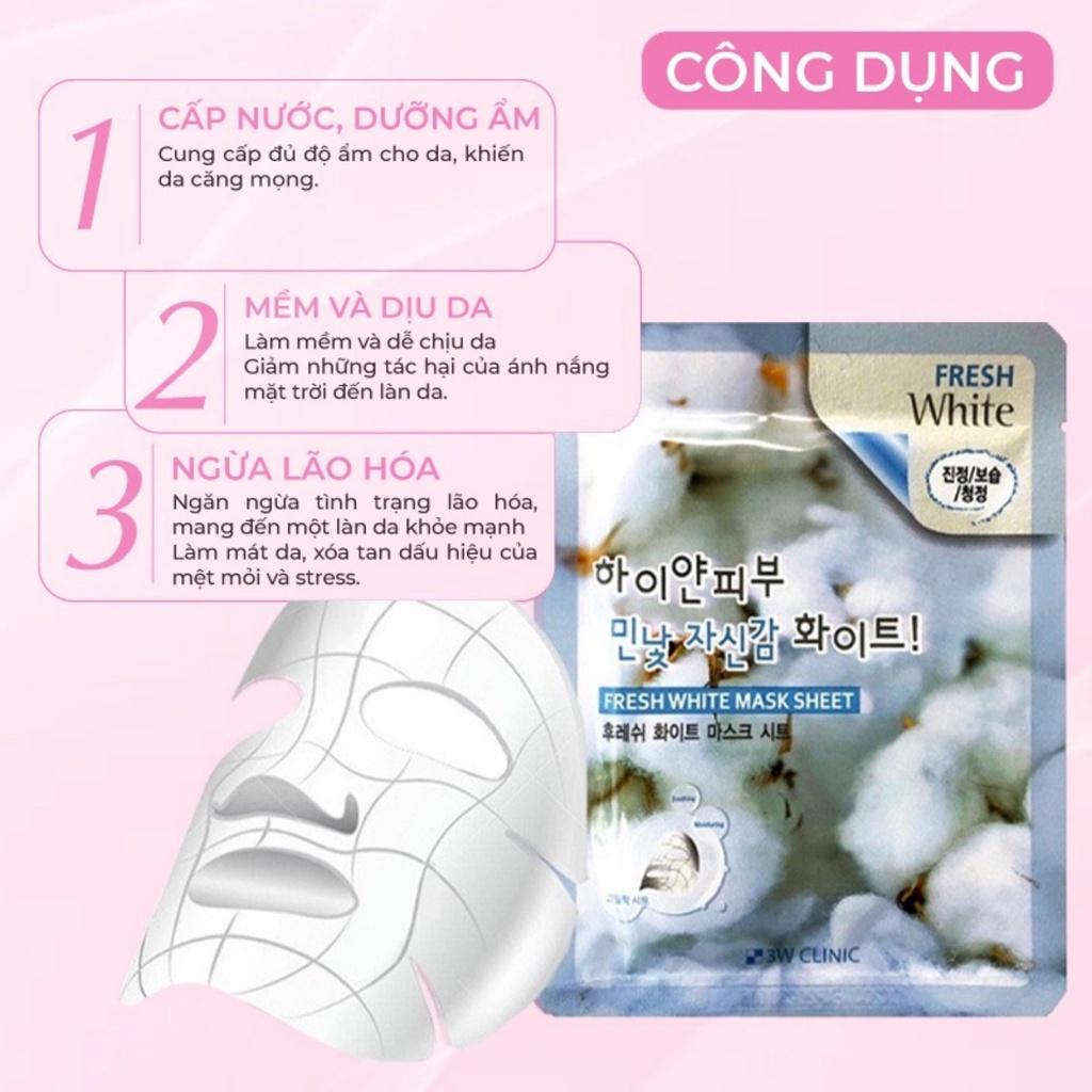 Mặt Nạ 3W Clinic Tuyết Fresh White Mask Sheet Dưỡng Trắng Da 23ml