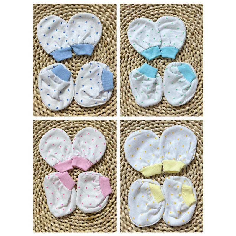Bao Tay Bao Chân Cotton Chấm Bi/ Hoạ Tiết Cho Bé Sơ Sinh - HotGa - Chấm Bi