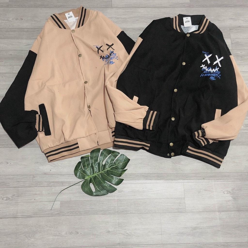 Áo Khoác 2 Lớp Chất Da Lộn Thêu Logo XX Áo Khoác Bomber Nam Nữ Dễ Phối Siêu Đẹp