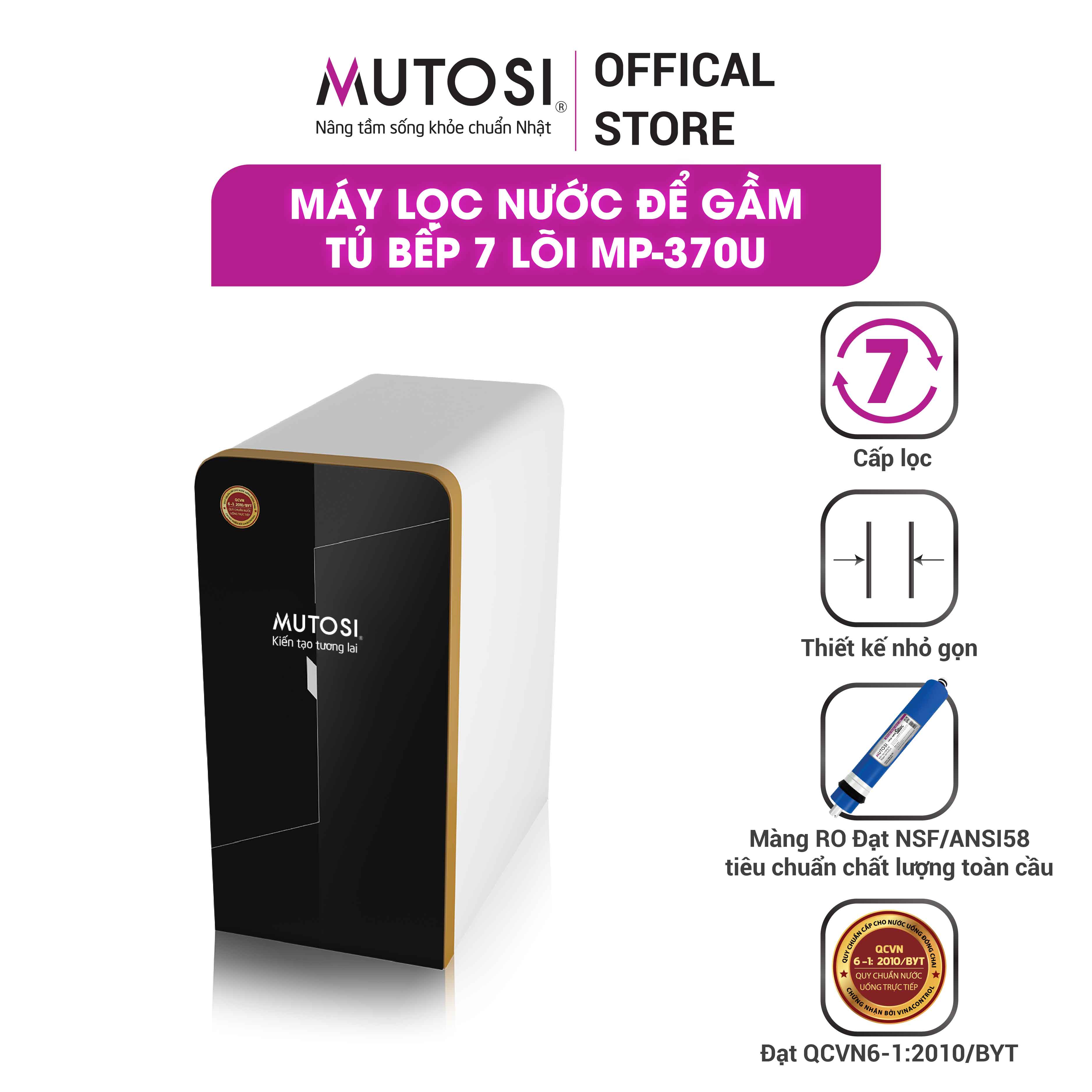 Máy Lọc Nước RO Mutosi MP-370U Nhỏ Gọn, 7 Cấp Lọc, Công Suất 20L/h - Hàng Chính Hãng