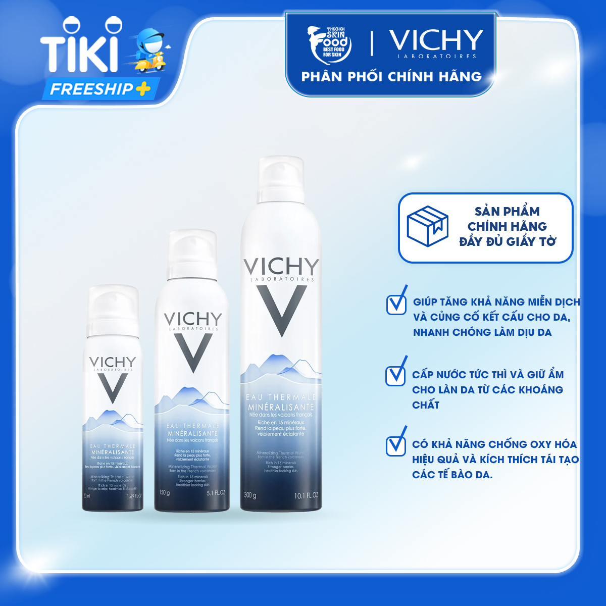 Nước Xịt Khoáng Cấp Ẩm Và Bảo Vệ Da Vichy Mineralizing Thermal Water