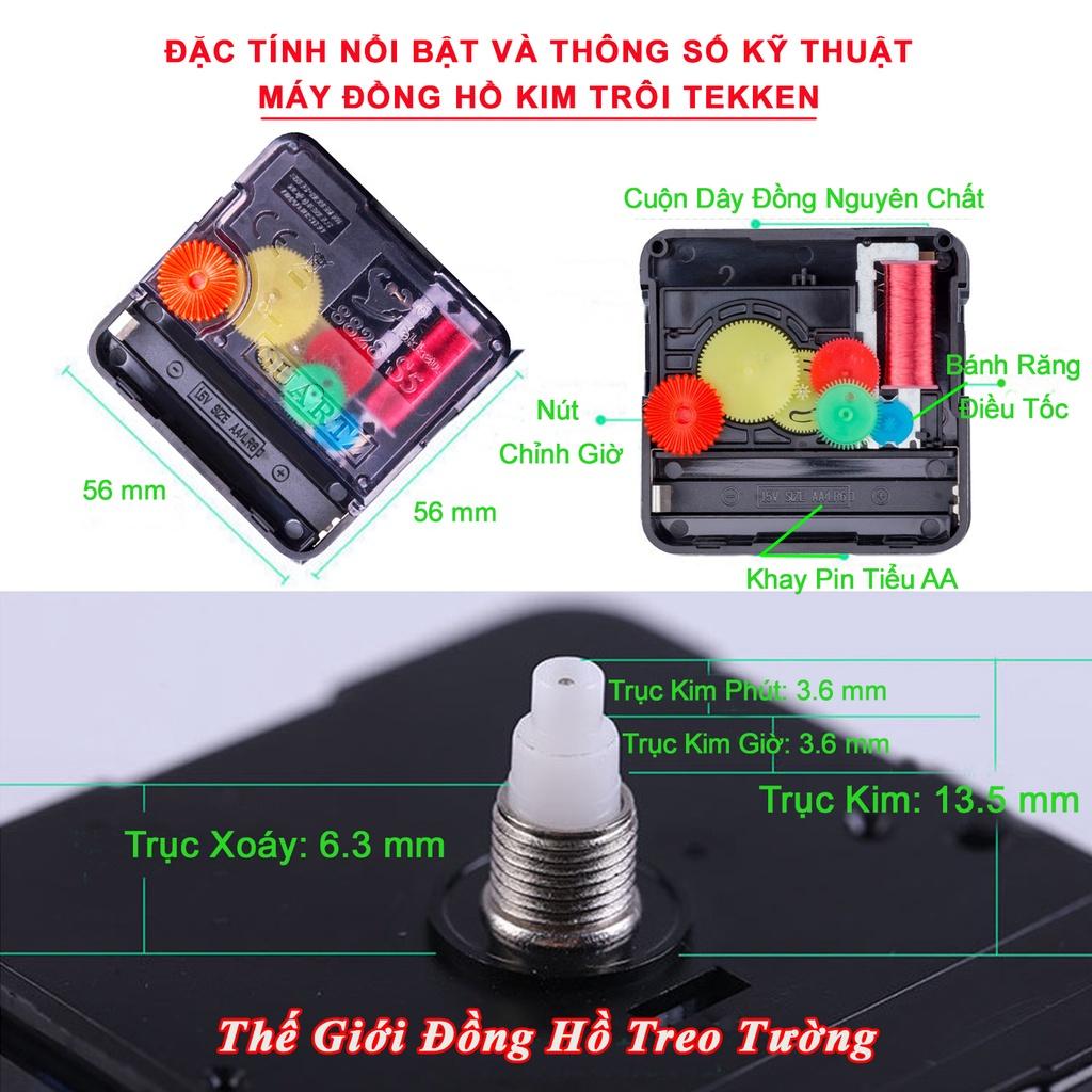 Máy Đồng Hồ Treo Tường KIM TRÔI Cao Cấp TEKKEN + Bộ Kim Dạ Quang + Pin Maxell + Bảo Hành 1 Năm