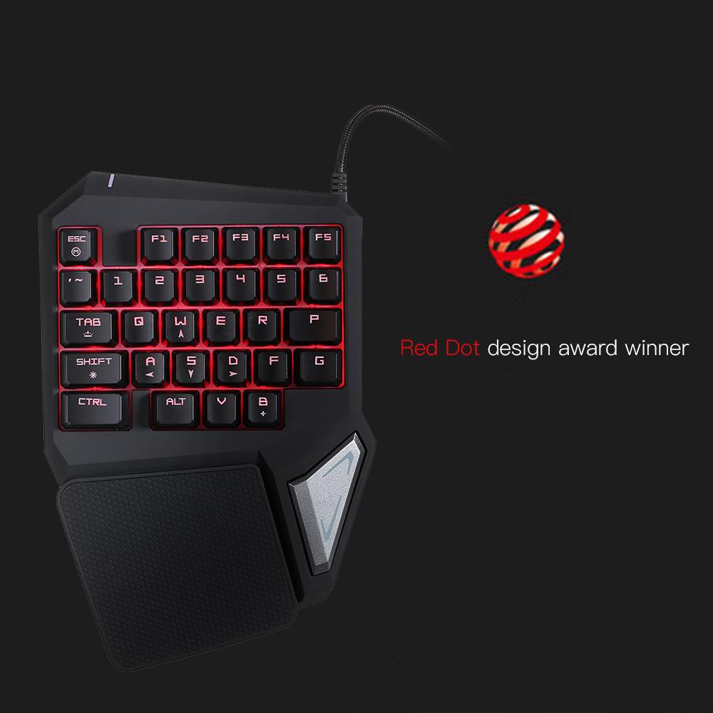Bàn phím Delux T9 Pro Professional chơi game Esport có dây USB một tay / một tay 29 phím LED Backlit