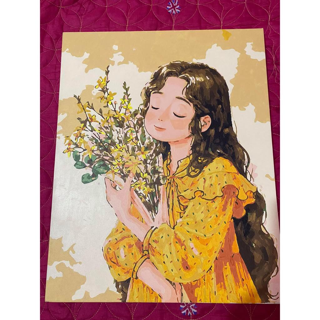 (Loại Khung dày) Tranh sơn tô màu sơn dầu số hóa Tổng hợp các mẫu về Chim hạc size 40x50cm đầy đủ phụ kiện, sơn bóng