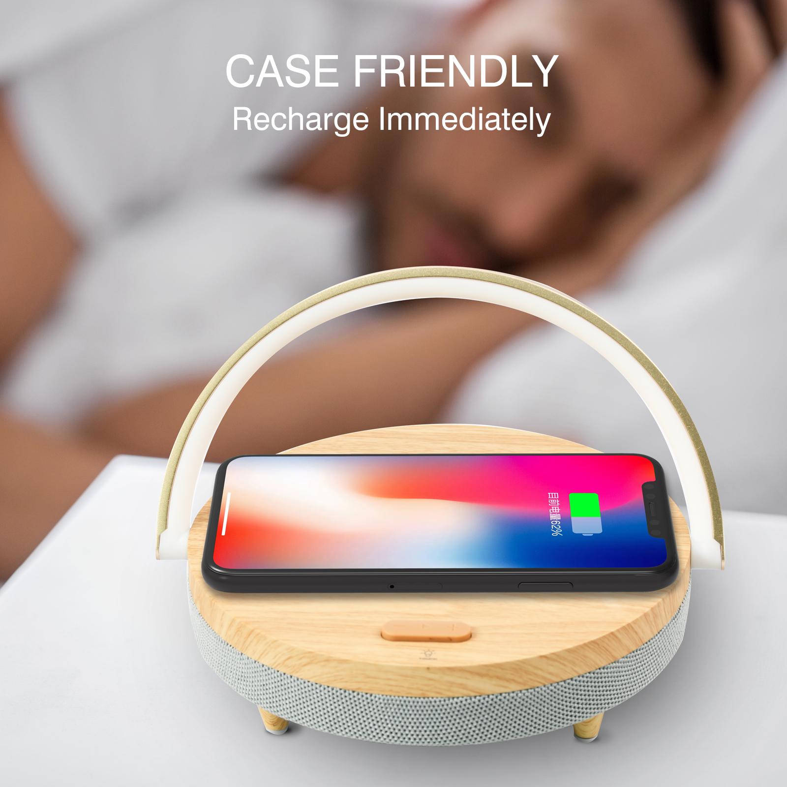 S21 Pro Loa Bluetooth Gỗ Sạc Không Dây Đèn LED Cao Cấp 15W Sạc Nhanh Cho iPhone 14 Cảm Ứng Dễ Dàng sạc Không Dây Color: White