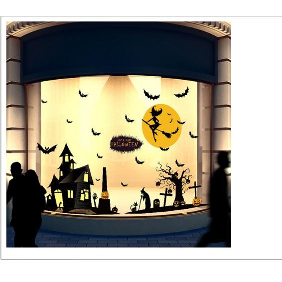 Decal trang trí tường - Ngôi Nhà Kinh Dị Hoa Trang Halloween