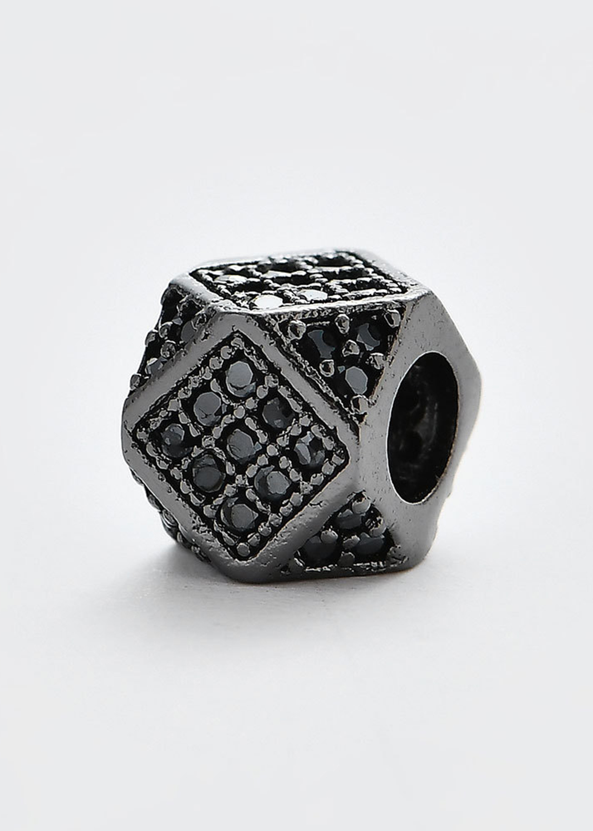 Combo 5 cái charm hợp kim lục giác đính đá xỏ ngang - Ngọc Quý Gemstones
