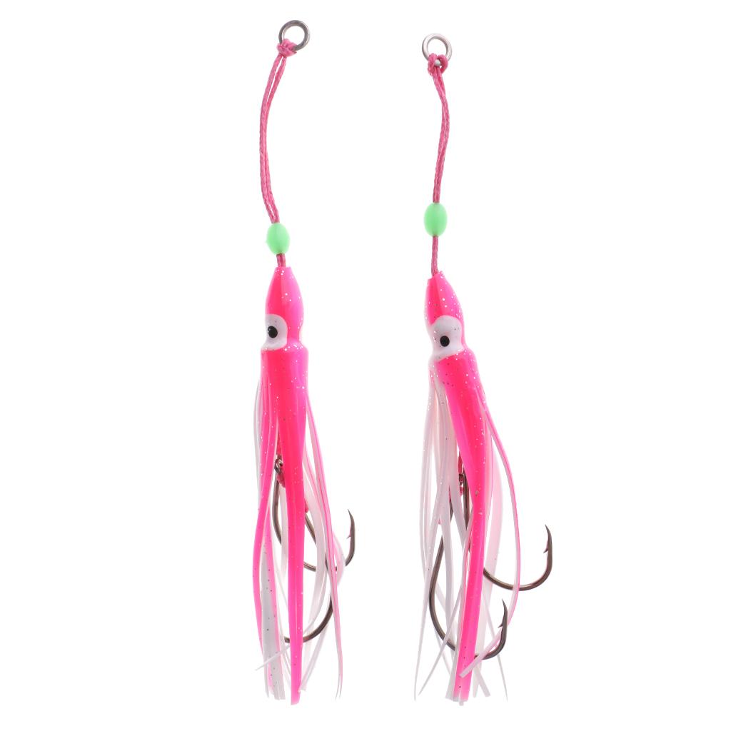 Squid Jig Fishing Lure Saltwater Bait Octopus Skirt w/Steel Hooks