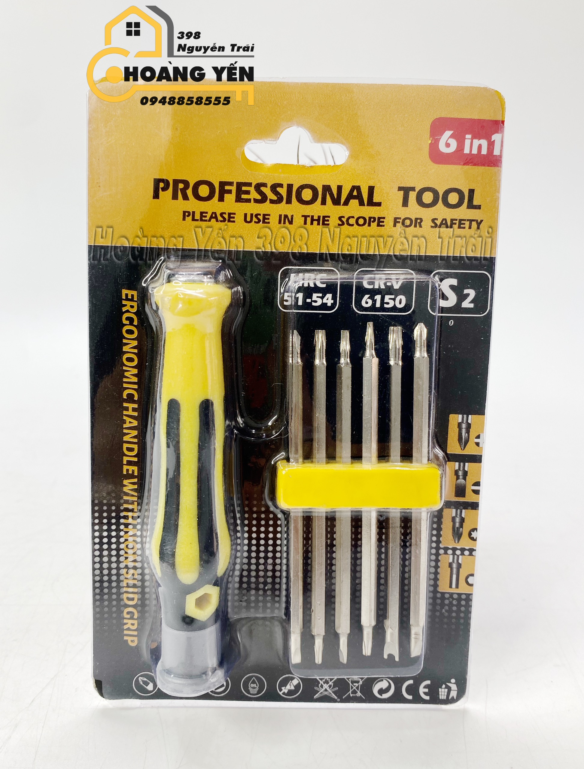 Bộ tua vít nam châm đa năng Professional Tools 6in1  Bộ Tua vít dùng cho gai đình Bộ tô vít thay nhiều đầu Bộ tô vít có nam châm thay nhiều đầu dùng cho gia đình