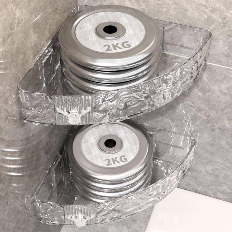 Kệ góc nhựa trong ABS dán tường đa năng cao cấp 2311 | Giá đựng đồ nhà tắm, nhà bếp vân sần mẫu mới