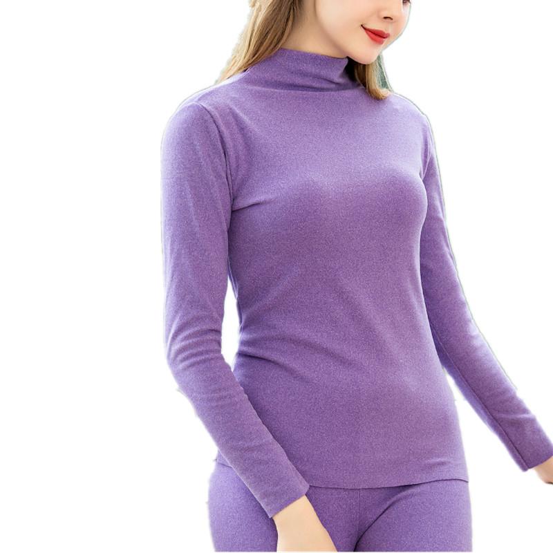 Cao Cổ Nữ Quần Lót Sinh Nhiệt Dày Dài Johns Mùa Đông Ấm Áp Bộ Quần Áo Nữ Nhiệt Áo Nữ Thứ Hai Da Quần Áo