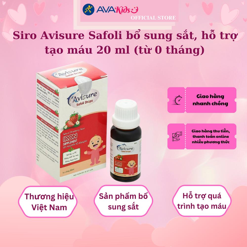 Siro Avisure Safoli bổ sung sắt, hỗ trợ tạo máu 20 ml (từ 0 tháng)