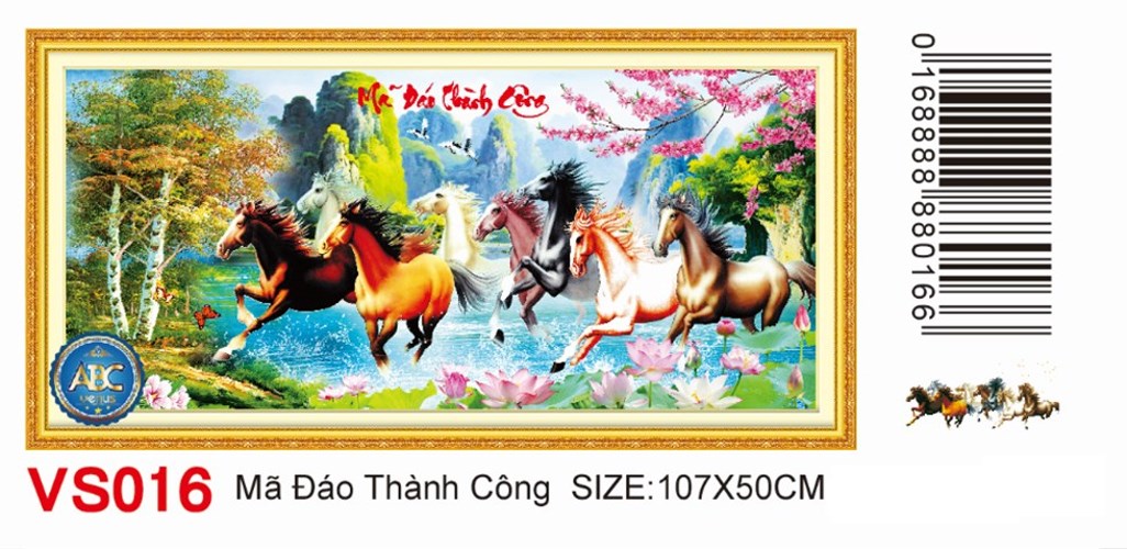 Tranh đính đá mã đáo thành công VS016 - 107 x 50 cm - chưa đính