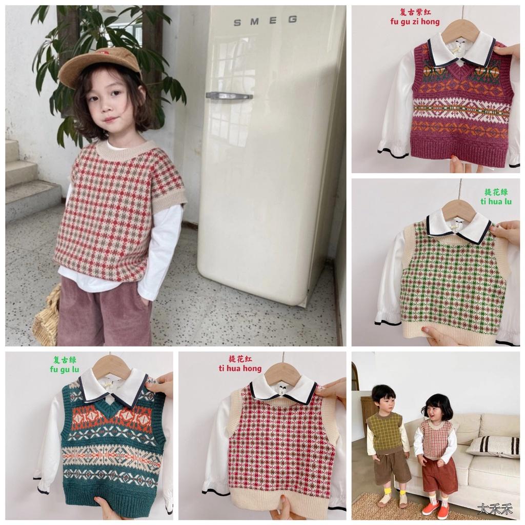 Áo gile len trẻ em chất len dày dặn mềm mịn không bai xù phong cách Hàn Quốc cực xinh (hàng Quảng Châu