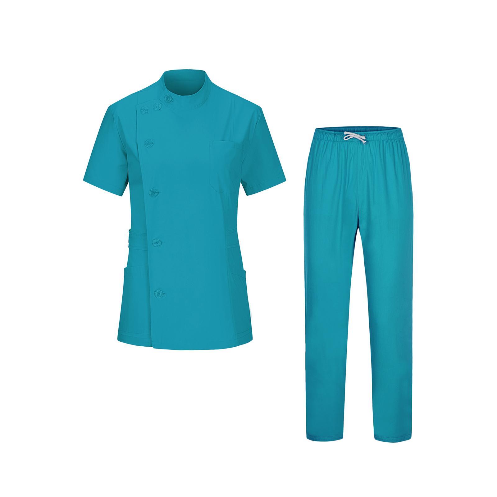 Women Scrubs Sets Top Jogger Pants Doctor Workwear Healthcare Soft Drawstring Pants Nurse Costume Nursing Uniforms for Massaging Esthetician