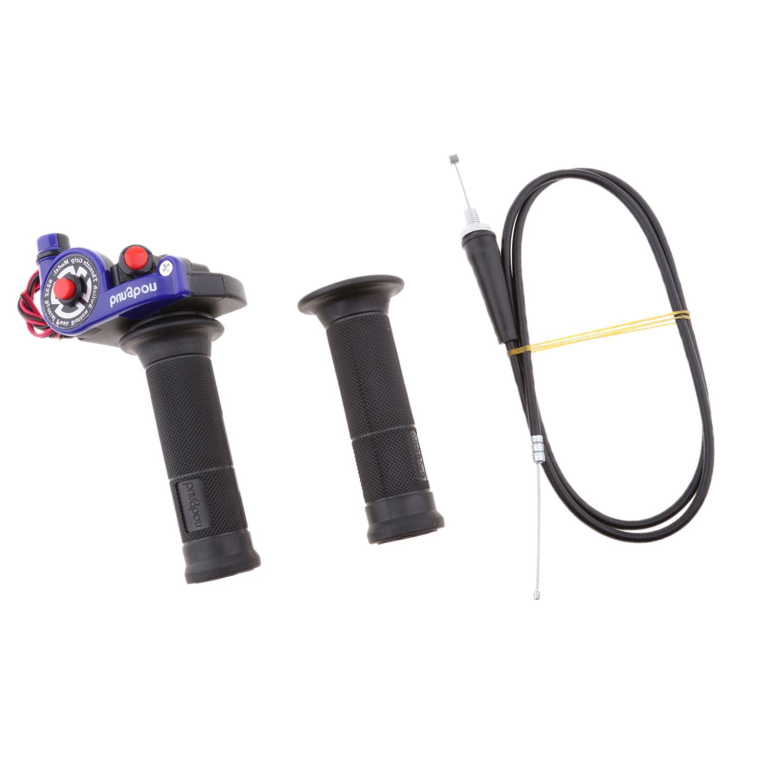 Motorcycle Motorbike Quick Turn Throttle Grip Cable Kill Start Switch Blue