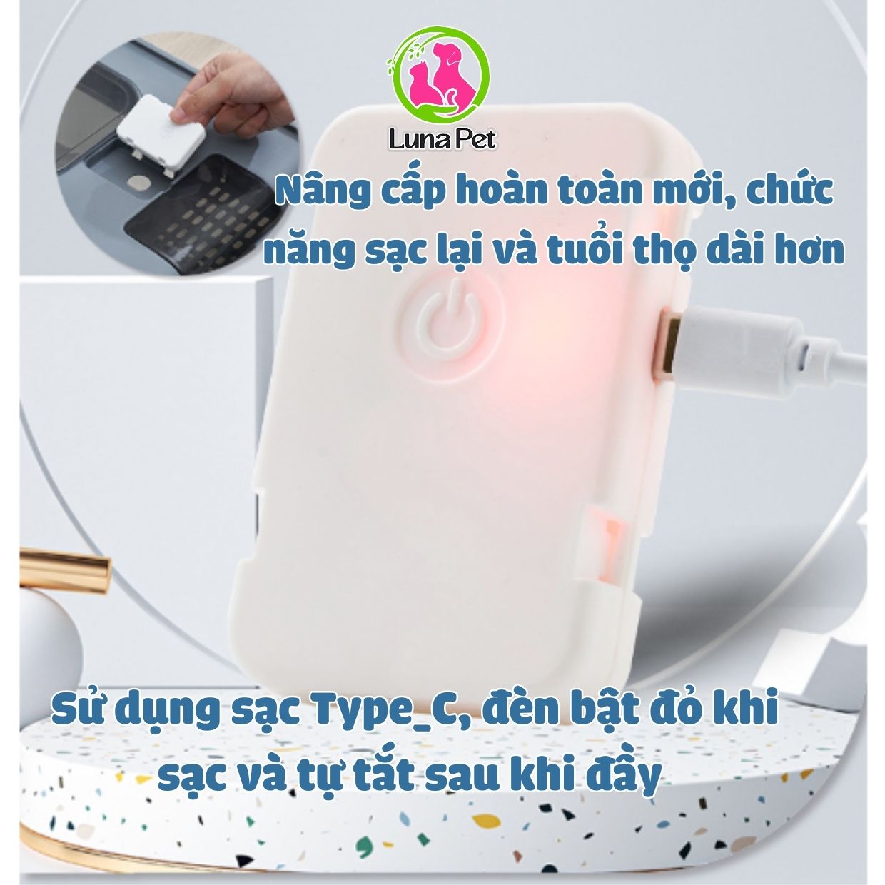 Nhà vệ sinh mèo cỡ lớn  Luna Pet NV06, nhà vệ sinh cho mèo 2 cửa có đèn khử khuẩn UV