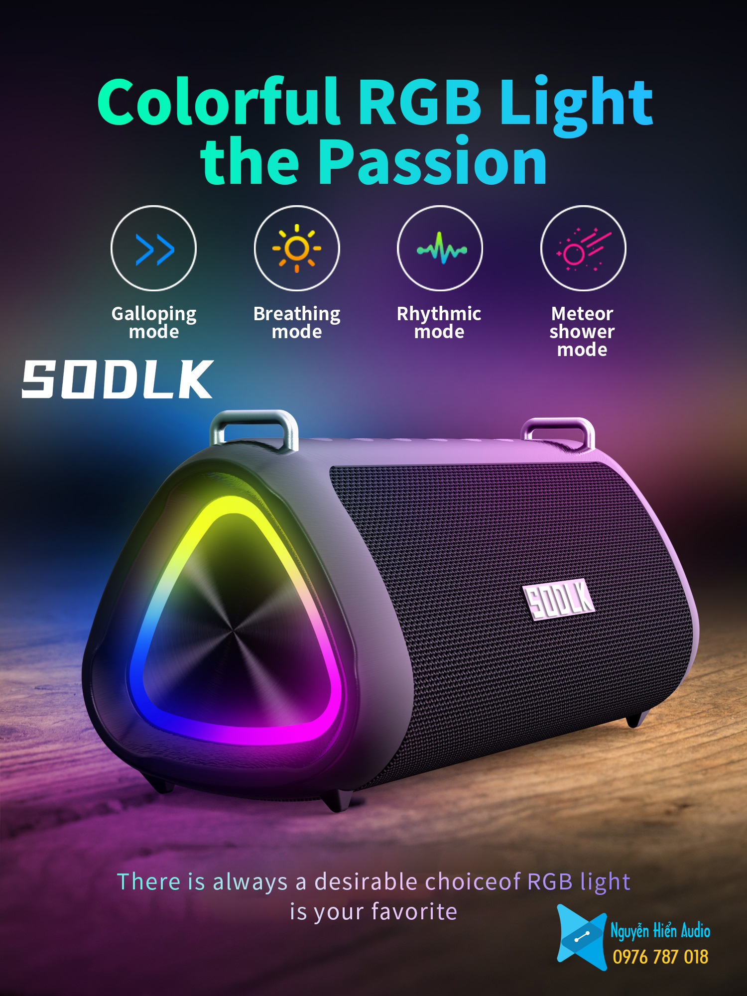 Loa SODLK T18 bluetooth 5.0  Micro karaoke, đèn RGB, 80W