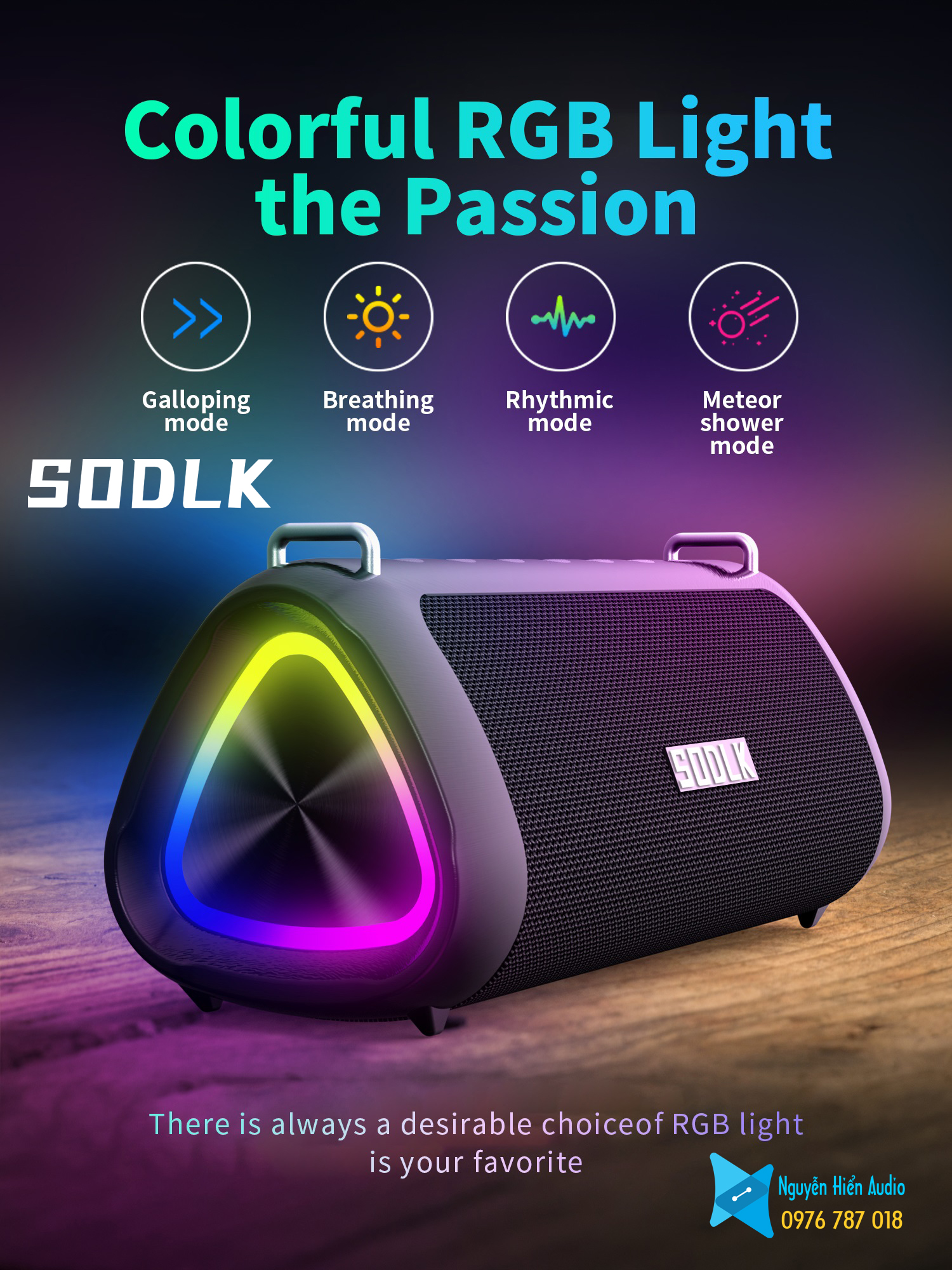 Loa SODLK T18 bluetooth 5.0 Micro karaoke, đèn RGB, 80W