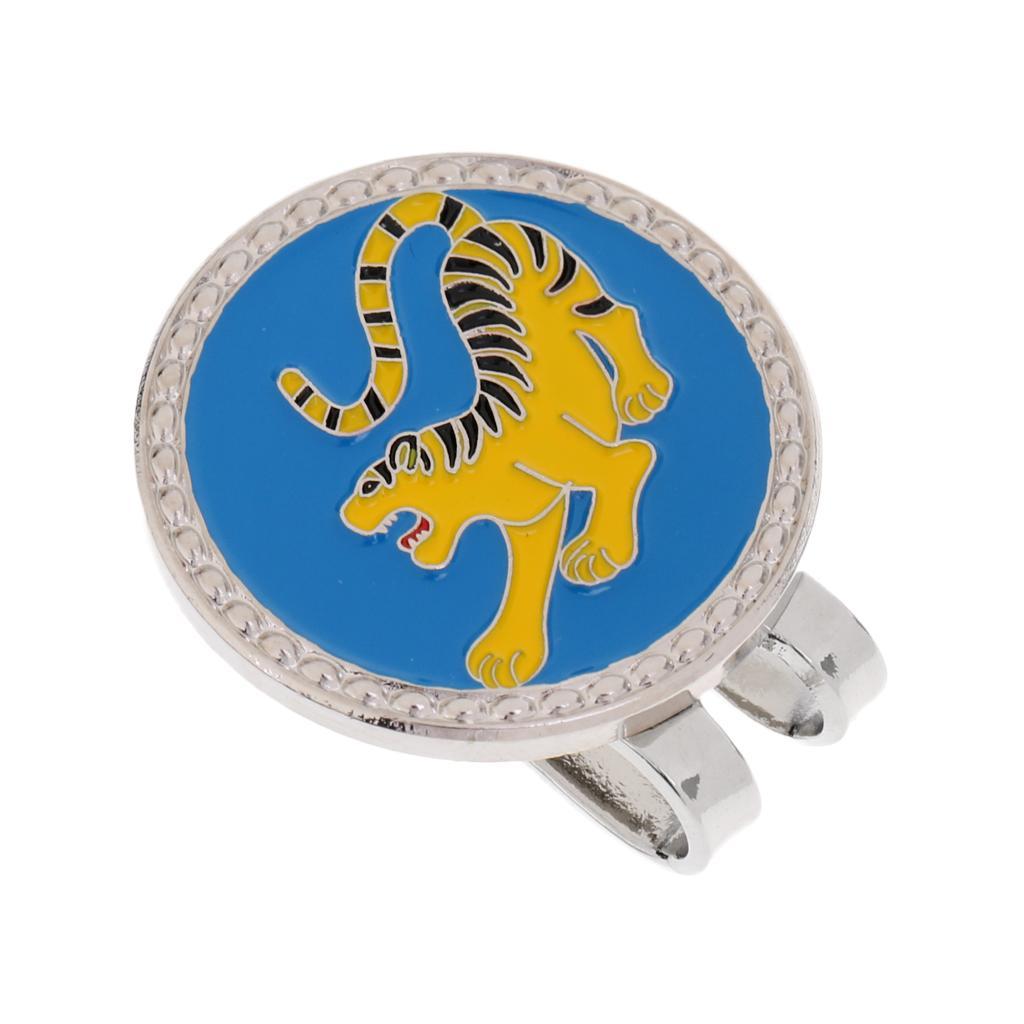 3xGolf Hat Clip Magnetic with Golf Ball Marker Chinese Zodiac Tiger
