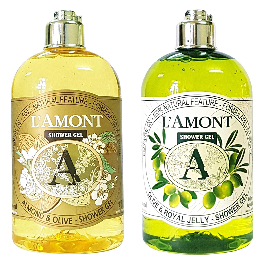 Combo Sữa Tắm L'amont En Provence Shower Gel Hương Almond + Olive (500ml / Chai)