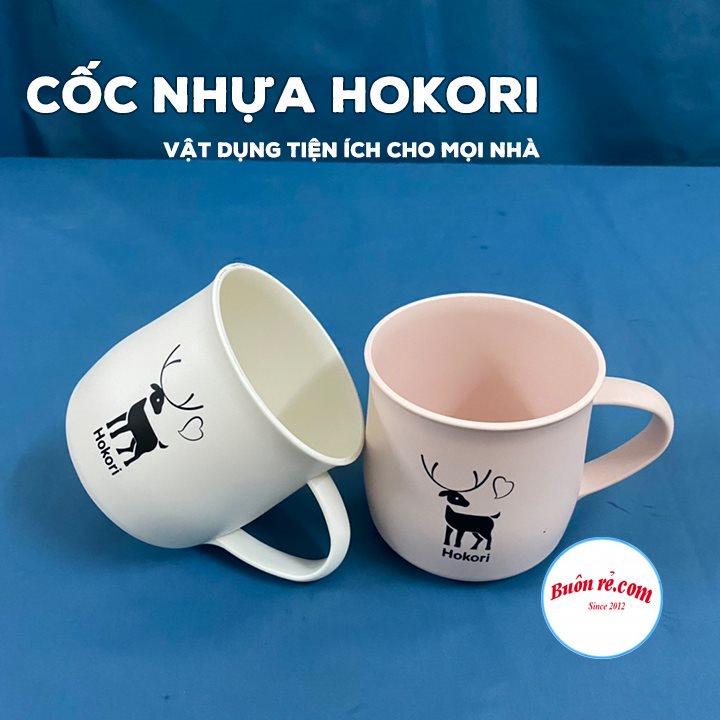 Cốc nhựa Hokori 350ml Việt Nhật chịu nhiệt tốt, cốc uống nước màu sắc xinh xắn có quai cầm