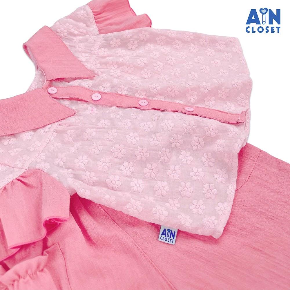 Bộ quần áo lửng bé gái họa tiết Hoa Đào phai cotton boi thêu - AICDBGFXJTQ1 - AIN Closet