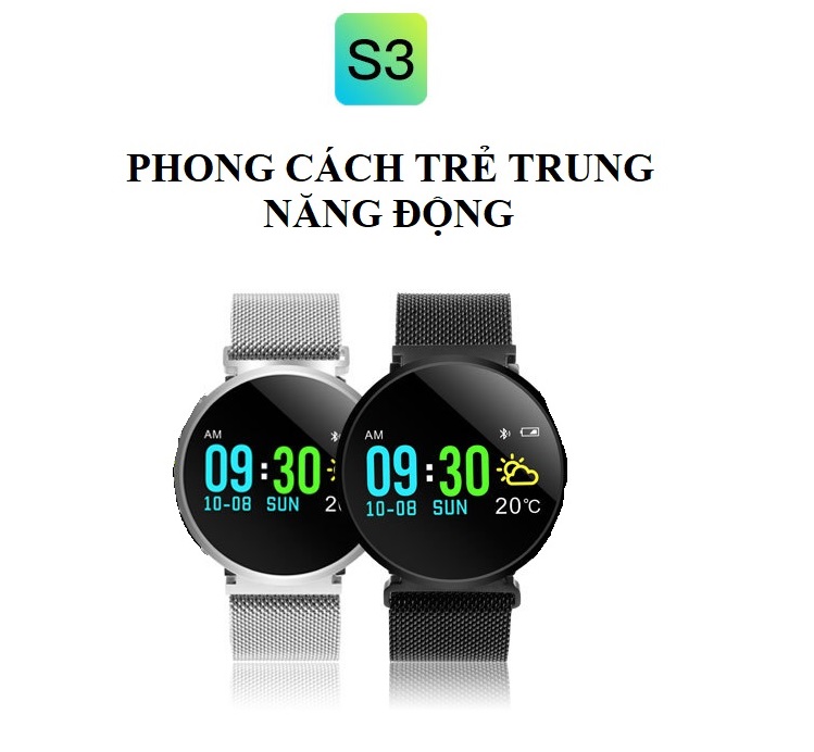 Đồng Hồ Thông Minh Nam Nữ S.03 Hỗ Trợ Chăm Sóc Sức Khỏe, Theo Dõi Vận Động