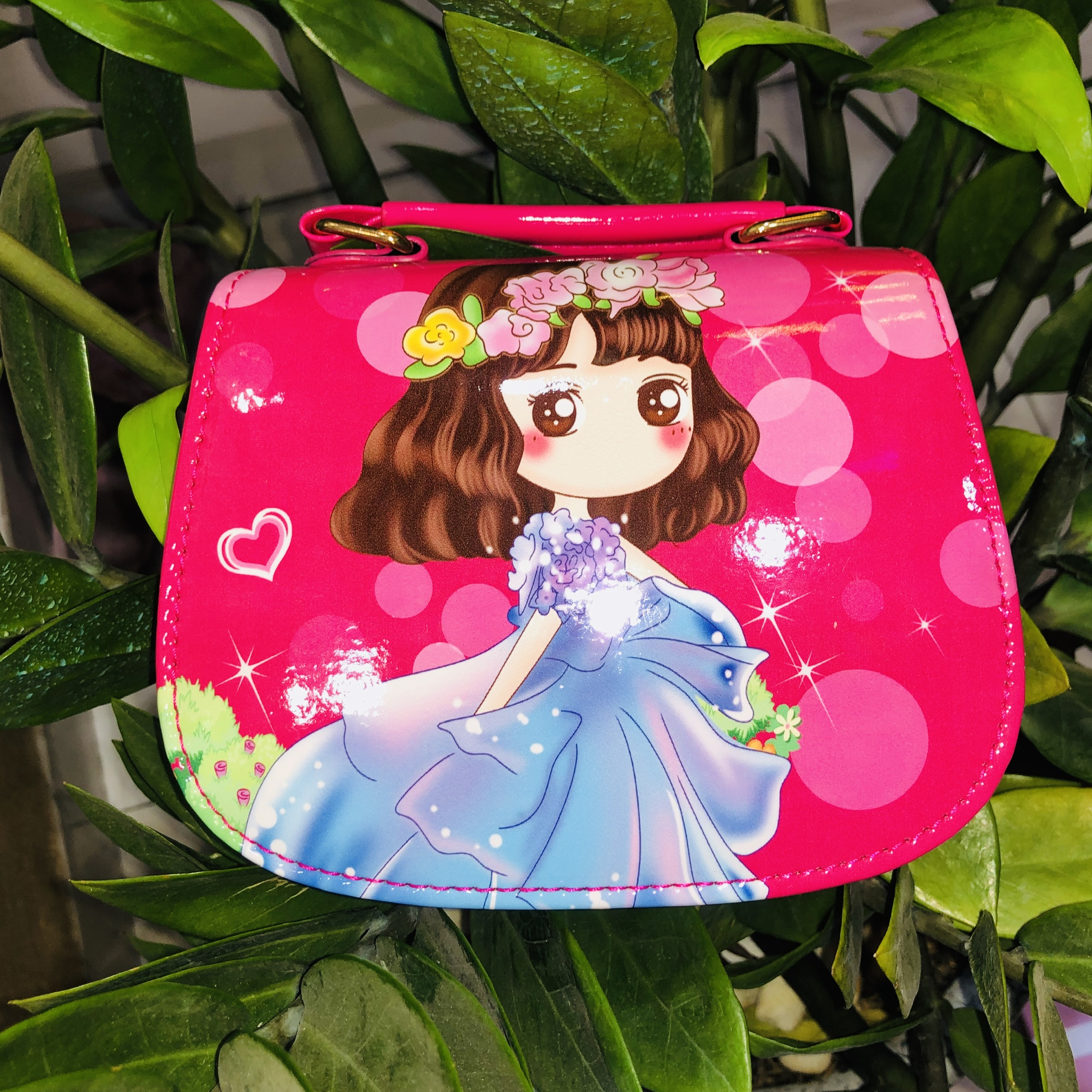 Túi Đeo Chéo Hình Công Chúa Siêu Dễ Thương Cho Bé Gái - Da PU - Kích thước 12cm x 10cm x 7cm