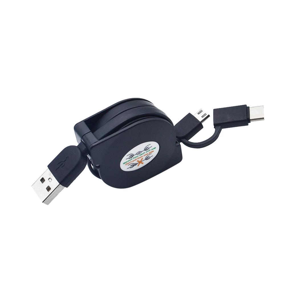 Thước cuộn Cáp đồng bộ dữ liệu USB 2 trong 1 cho bộ sạc Android Type C Thời trang Micro Cáp USB đa năng có thể thu vào Mới 100cm Màu sắc: C