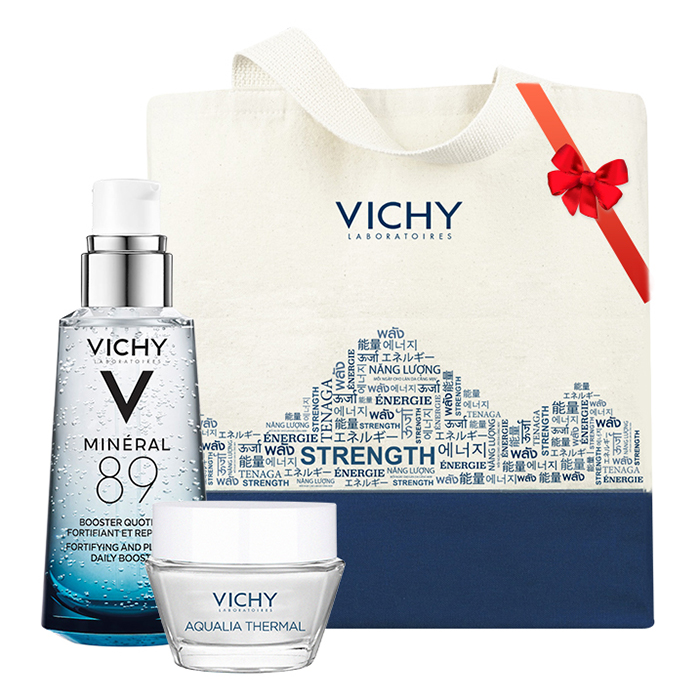 Dưỡng Chất Khoáng Cô Đặc Vichy Mineral 89 (50ml) + Tặng Kèm Aqualia Gel (15ml) + Túi Tote Vichy Cao Cấp